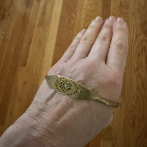 Evil eye palm bracelet  - brassy Yellow Gold Tone